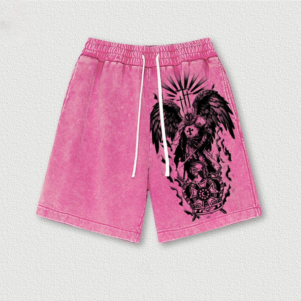 Knights Templar Crusader Washed Vintage Shorts 2601014925-Limited Sale