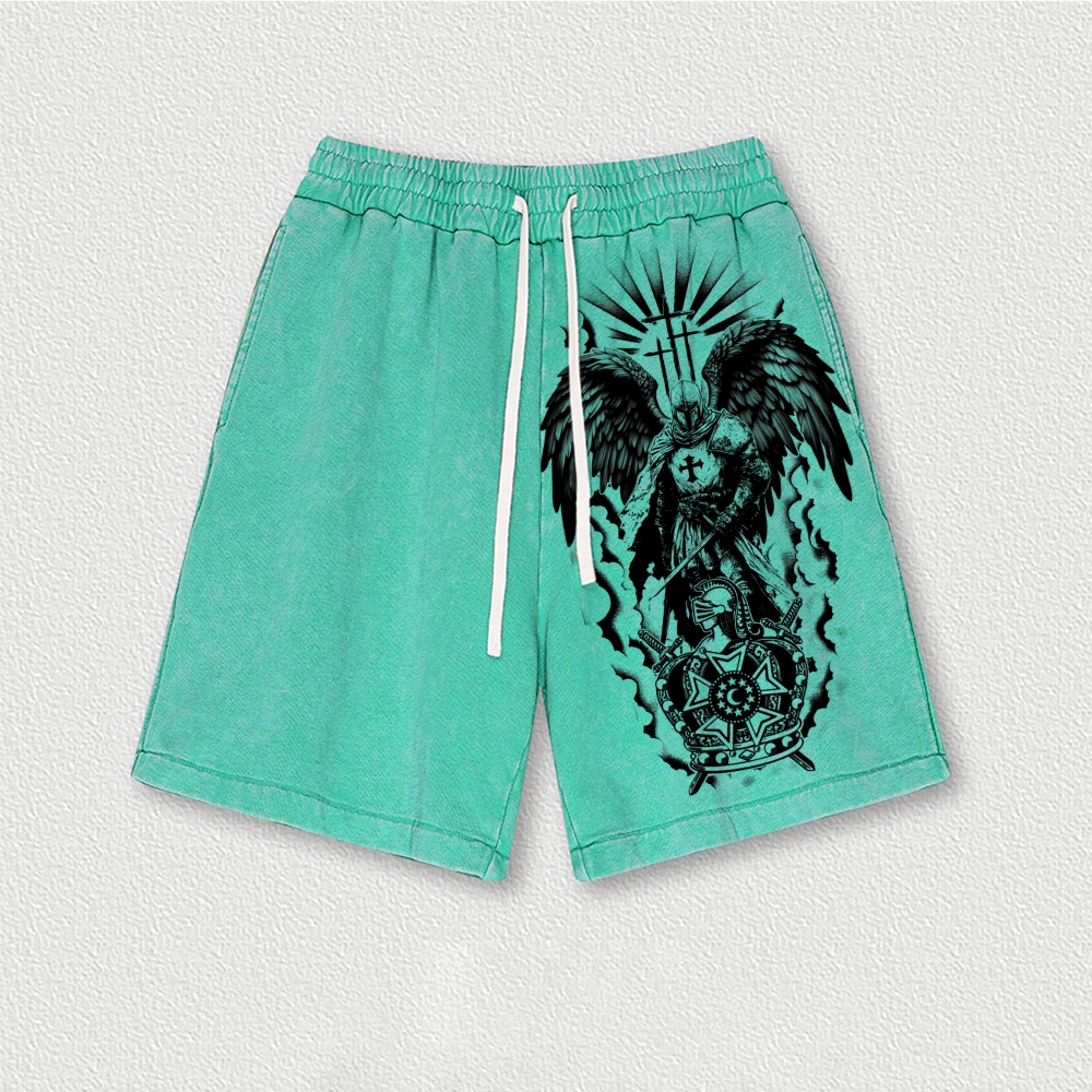 Knights Templar Crusader Washed Vintage Shorts 2601014925-Limited Sale