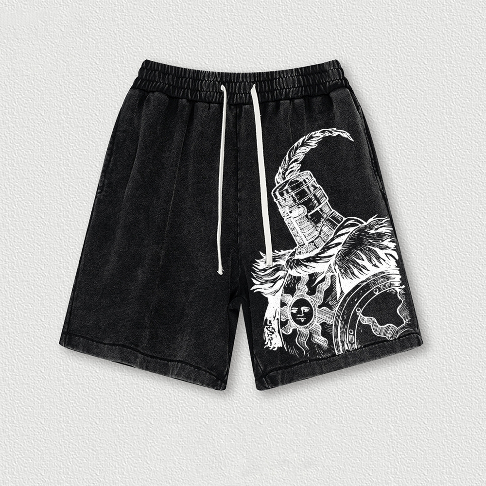 Knights Templar Crusader Washed Vintage Shorts 2601014961-Limited Sale