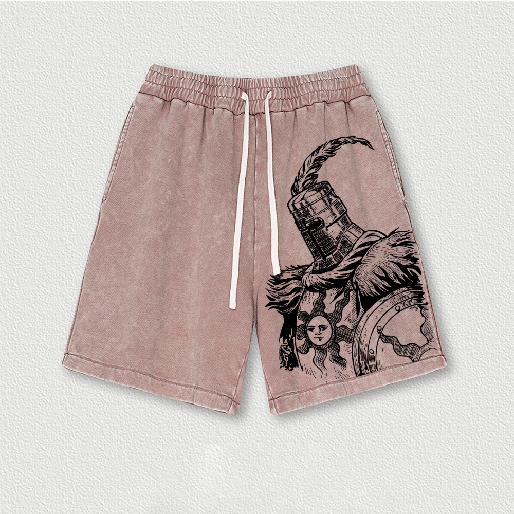 Knights Templar Crusader Washed Vintage Shorts 2601014961-Limited Sale