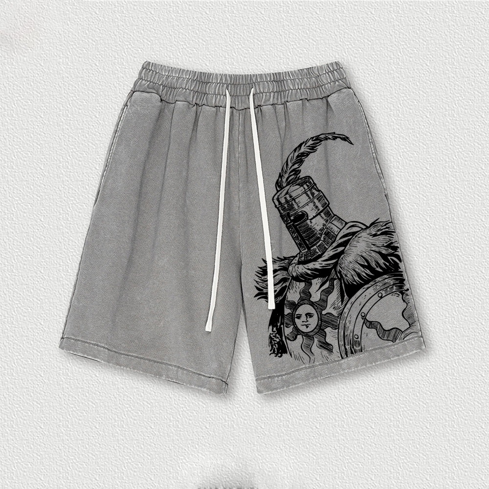 Knights Templar Crusader Washed Vintage Shorts 2601014961-Limited Sale
