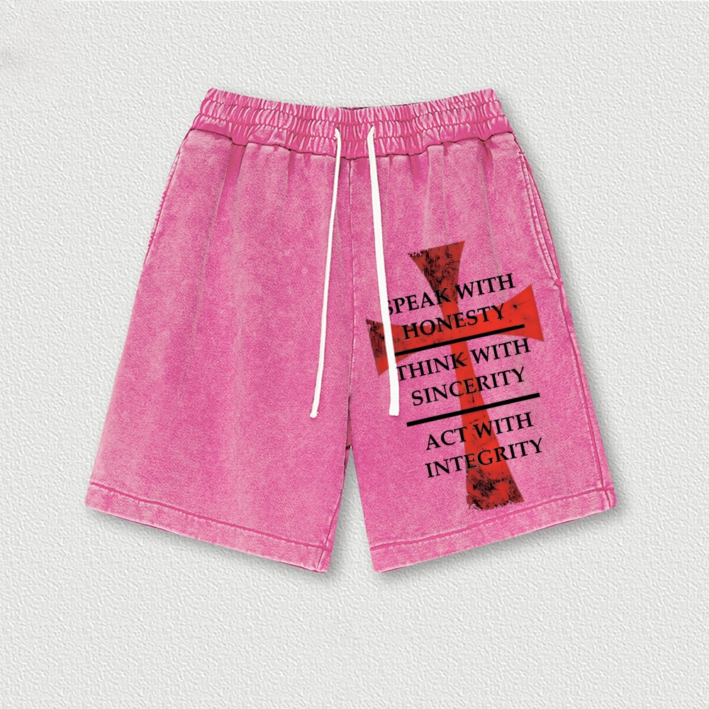 Knights Templar Crusader Washed Vintage Shorts 2601014963-Limited Sale