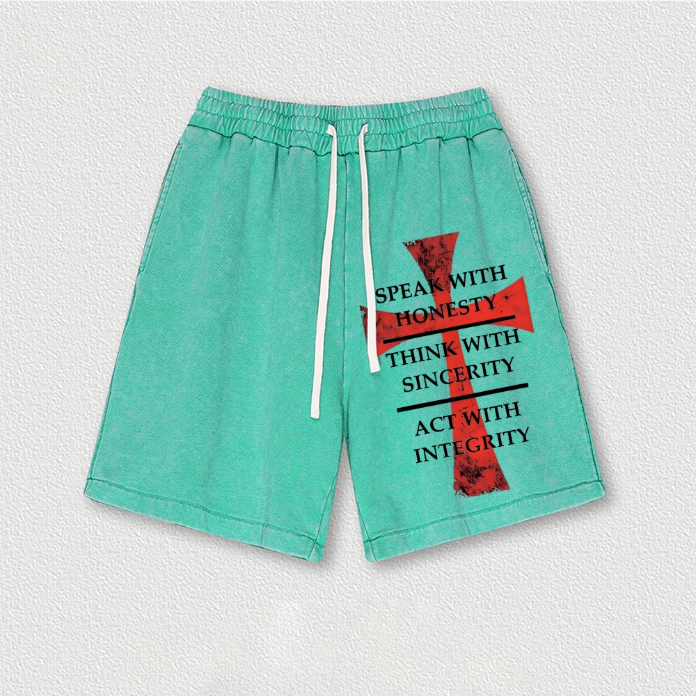 Knights Templar Crusader Washed Vintage Shorts 2601014963-Limited Sale