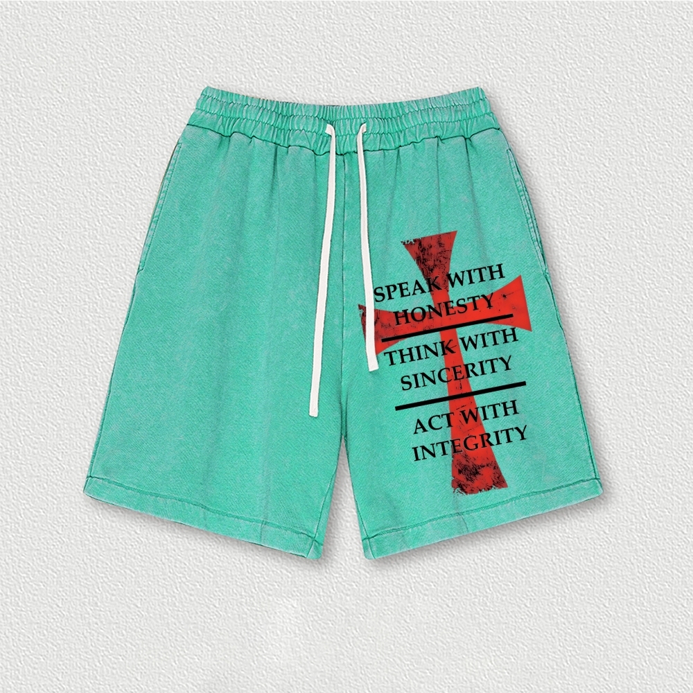 Knights Templar Crusader Washed Vintage Shorts 2601014963-Limited Sale