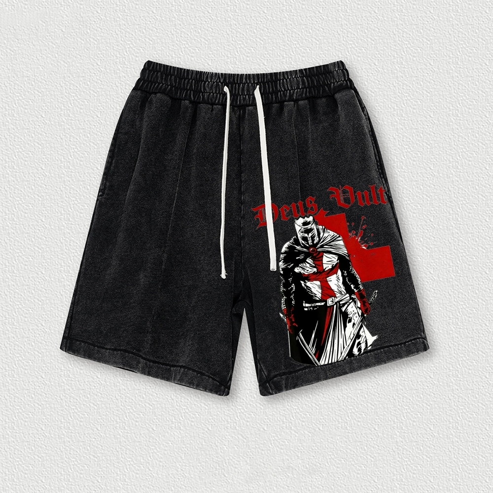 Knights Templar Crusader Washed Vintage Shorts 2601014977-Limited Sale