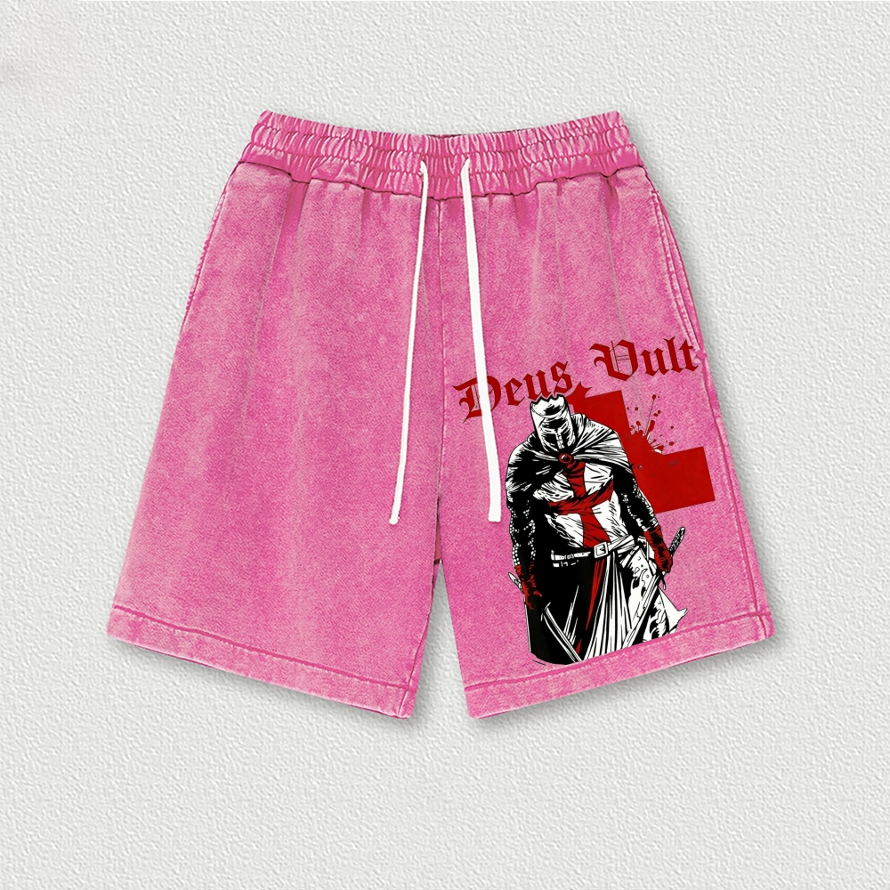 Knights Templar Crusader Washed Vintage Shorts 2601014977-Limited Sale