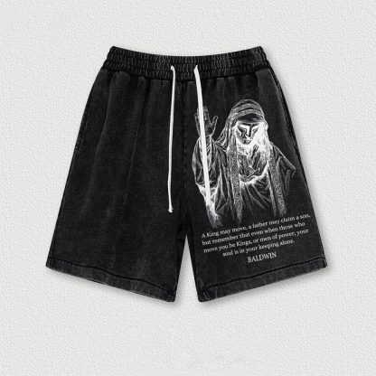 King Baldwin IV Washed Vintage Shorts 2601014987-Limited Sale
