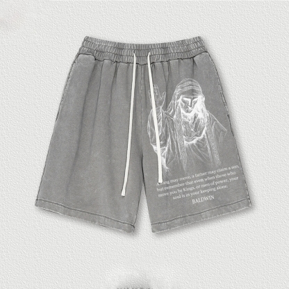King Baldwin IV Washed Vintage Shorts 2601014987-Limited Sale