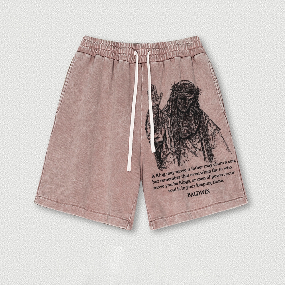 King Baldwin IV Washed Vintage Shorts 2601014987-Limited Sale