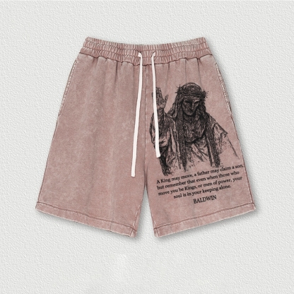 King Baldwin IV Washed Vintage Shorts 2601014987-Limited Sale