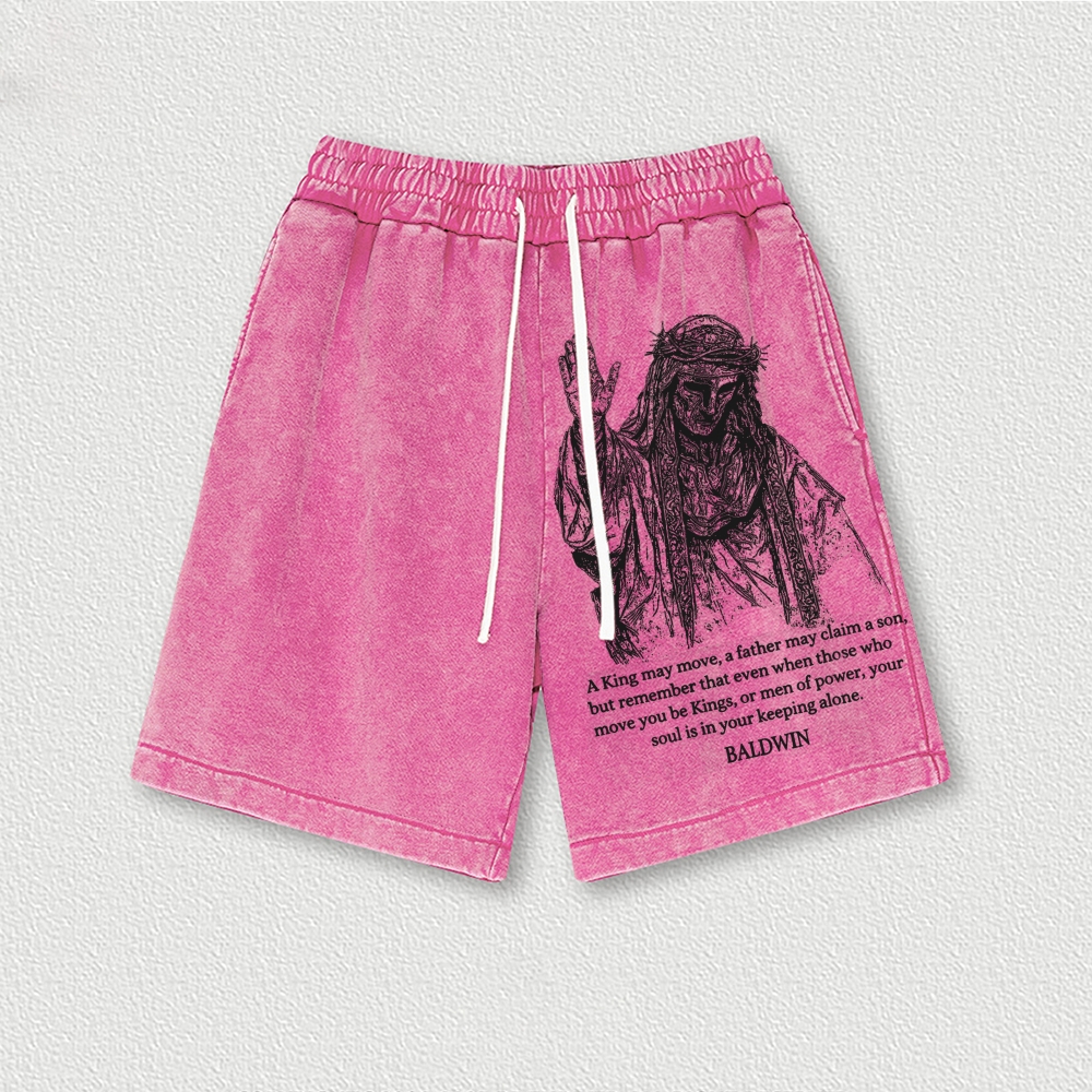 King Baldwin IV Washed Vintage Shorts 2601014987-Limited Sale