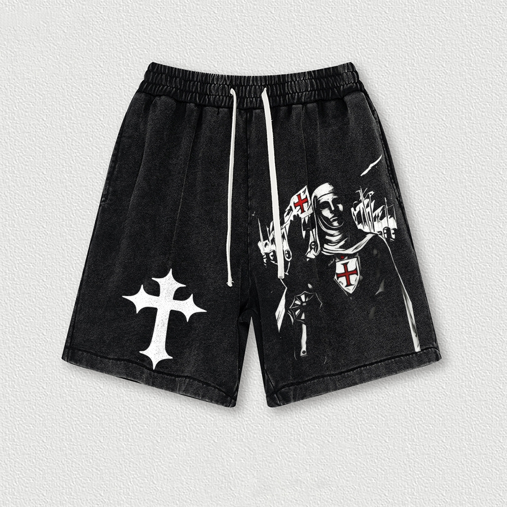 King Baldwin IV Washed Vintage Shorts 2601015014-Limited Sale