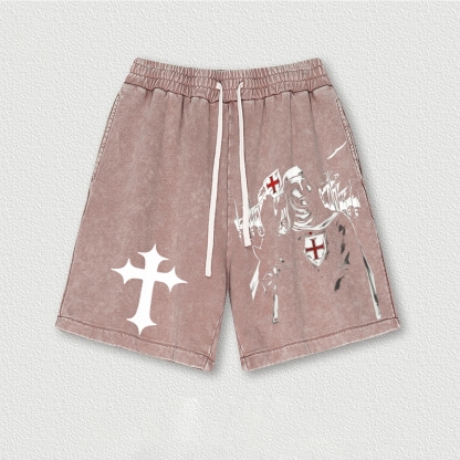 King Baldwin IV Washed Vintage Shorts 2601015014-Limited Sale