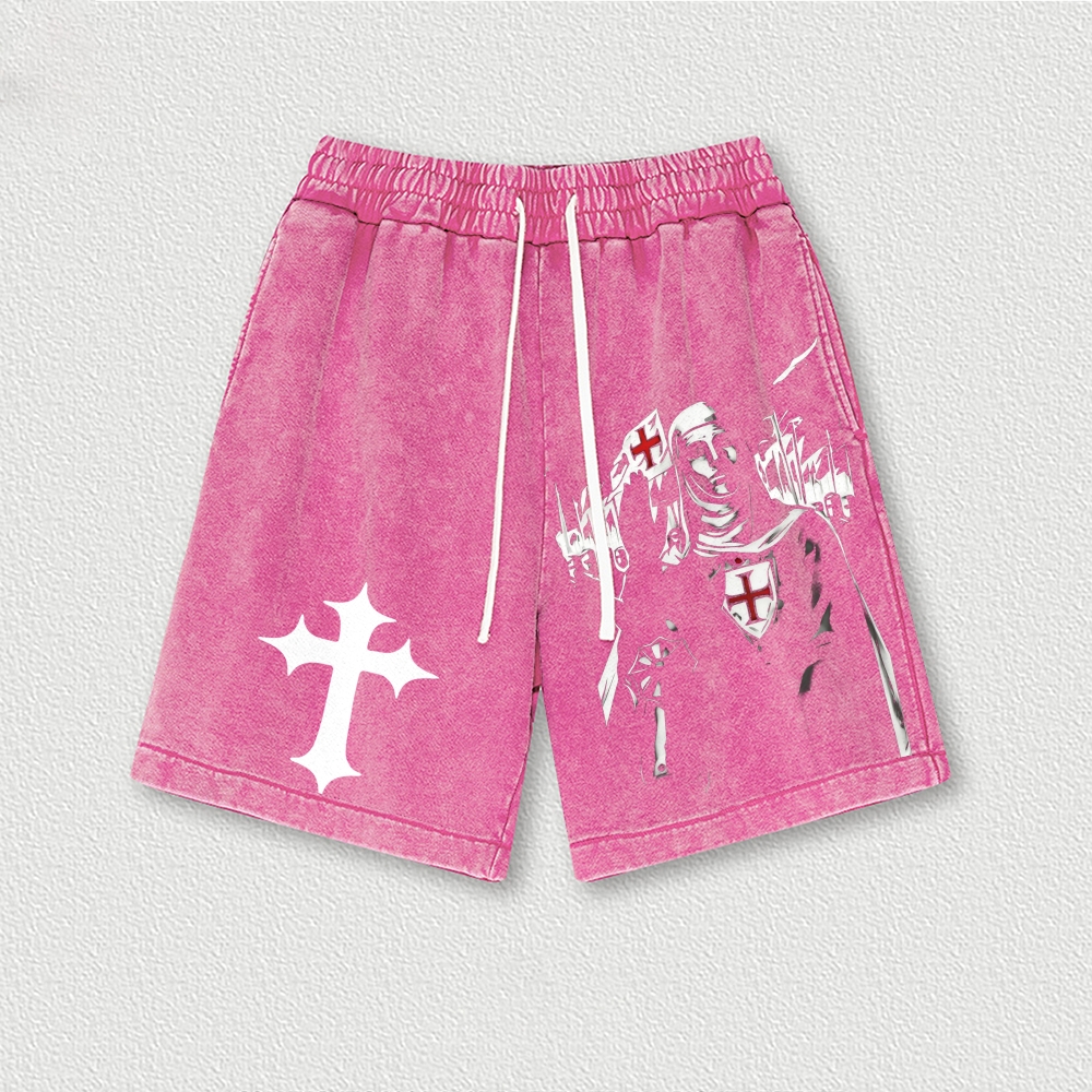 King Baldwin IV Washed Vintage Shorts 2601015014-Limited Sale