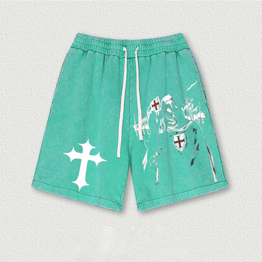King Baldwin IV Washed Vintage Shorts 2601015014-Limited Sale