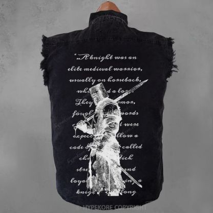 Knights Templar Sleeveless Denim Jacket-Limited Sale
