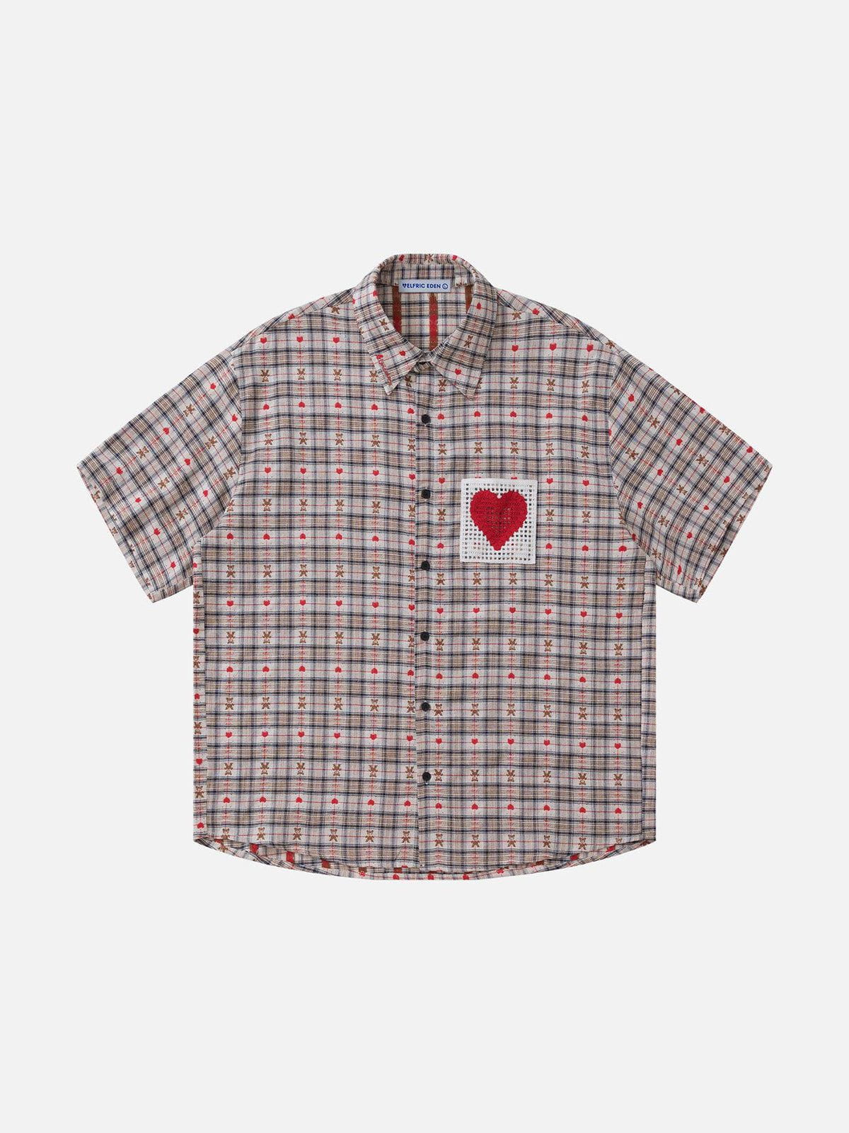 Aelfric Eden Crochet Heart Pocket Plaid Shirt-Limited Sale