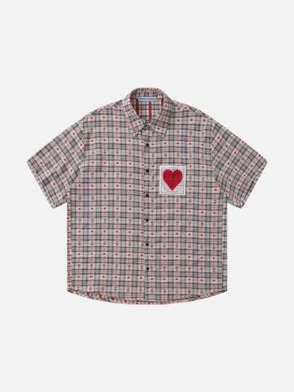 Aelfric Eden Crochet Heart Pocket Plaid Shirt-Limited Sale