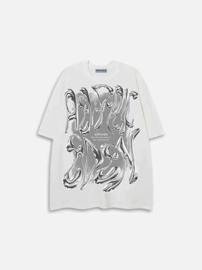 Aelfric Eden Futuristic Liquid Metal Design Tee-Limited Sale