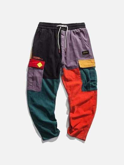 Aelfric Eden "Back to 90's" Patchwork Color Block Corduroy Pants-Limited Sale