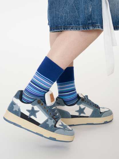Starry Climb Stars Casual All-Match Denim Skate Shoes-Limited Sale