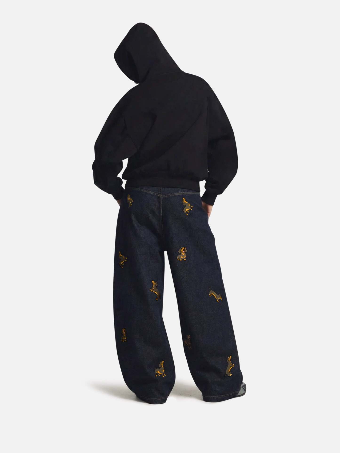 Aelfric Eden Dachshund Embroidered Baggy Jeans-Limited Sale