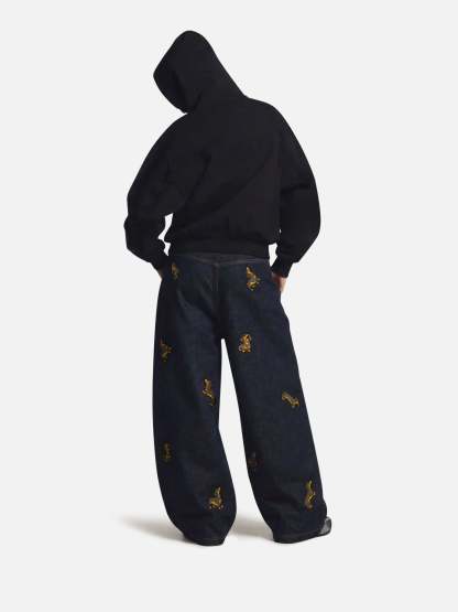 Aelfric Eden Dachshund Embroidered Baggy Jeans-Limited Sale