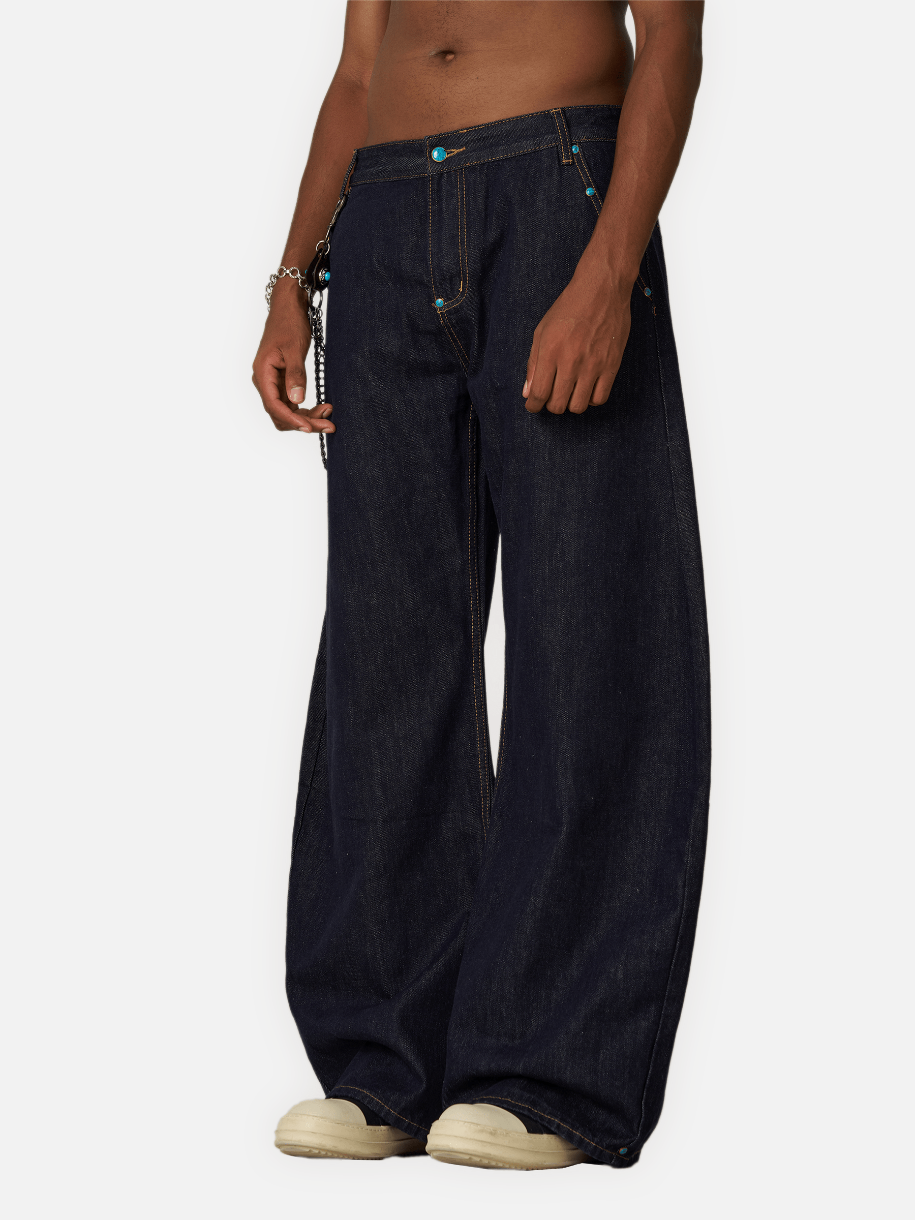 Aelfric Eden Baggy Barrel Rivet Raw Jeans-Limited Sale