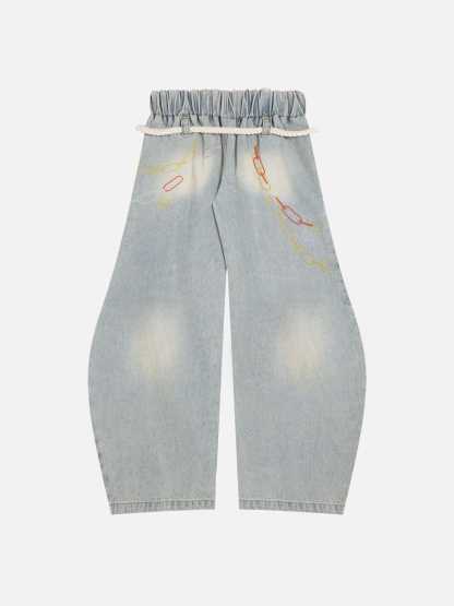 Aelfric Eden Cartoon Graphic Super Baggy Barrel Jeans-Limited Sale