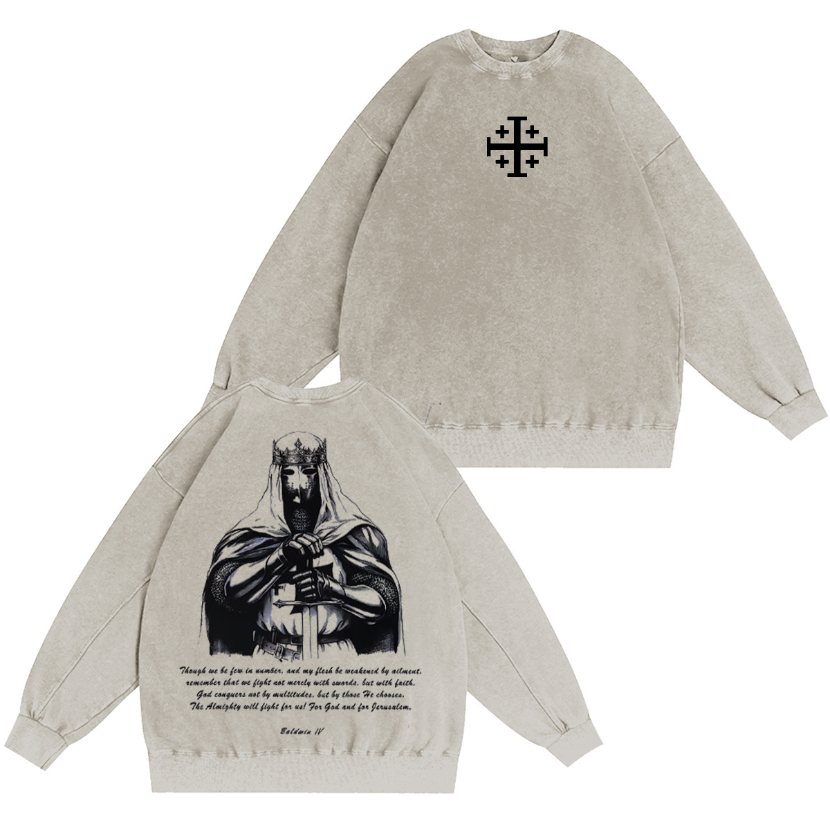 Crusader Knight Washed T-shirt/Crewneck/Hoodie-Limited Sale