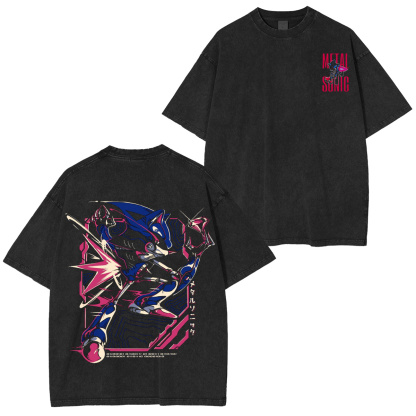 Metal Sonic Sonic the Hedgehog Washed T-shirt/Crewneck/Hoodie-Limited Sale