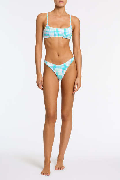 MICA - BLUE BLOSS CHECK Crop Bikini Set-Limited Sale
