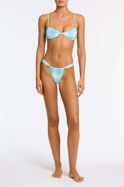 STELL - BLUE BLOSS CHECK Scoop Bikini Set-Limited Sale