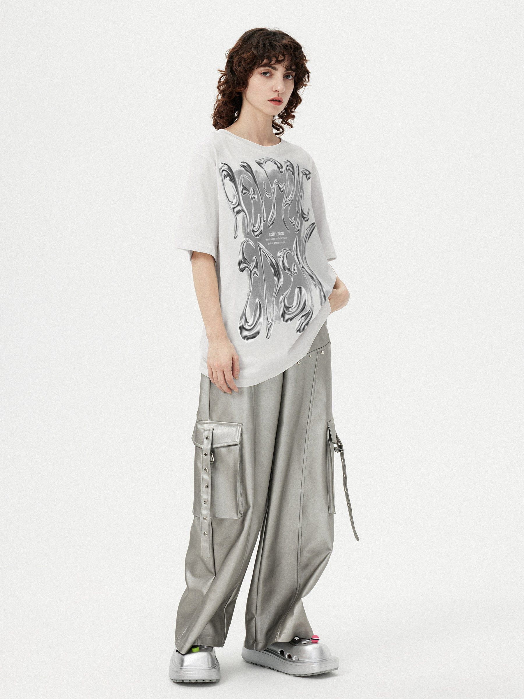 Aelfric Eden Futuristic Liquid Metal Design Tee-Limited Sale