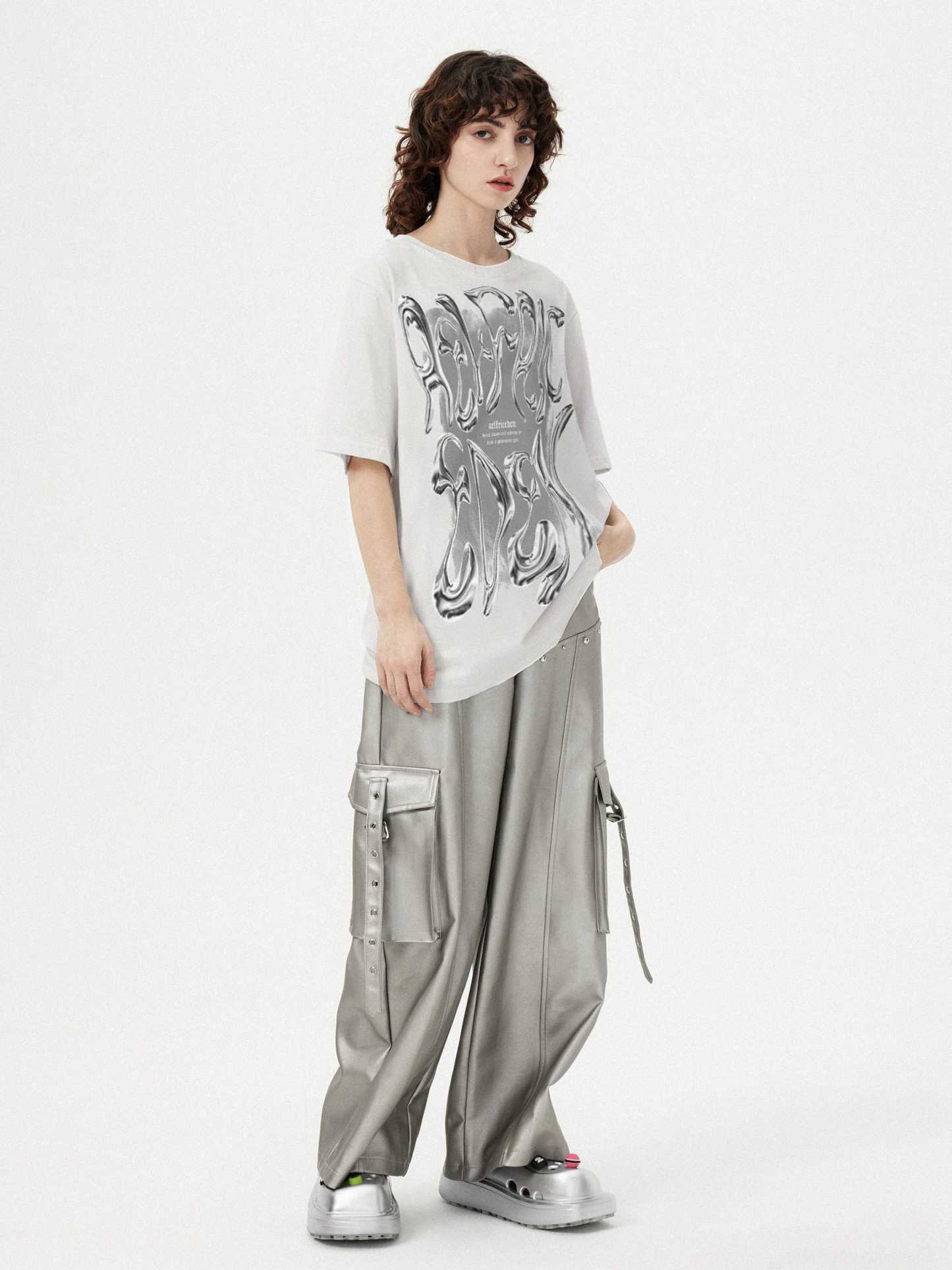 Aelfric Eden Futuristic Liquid Metal Design Tee-Limited Sale