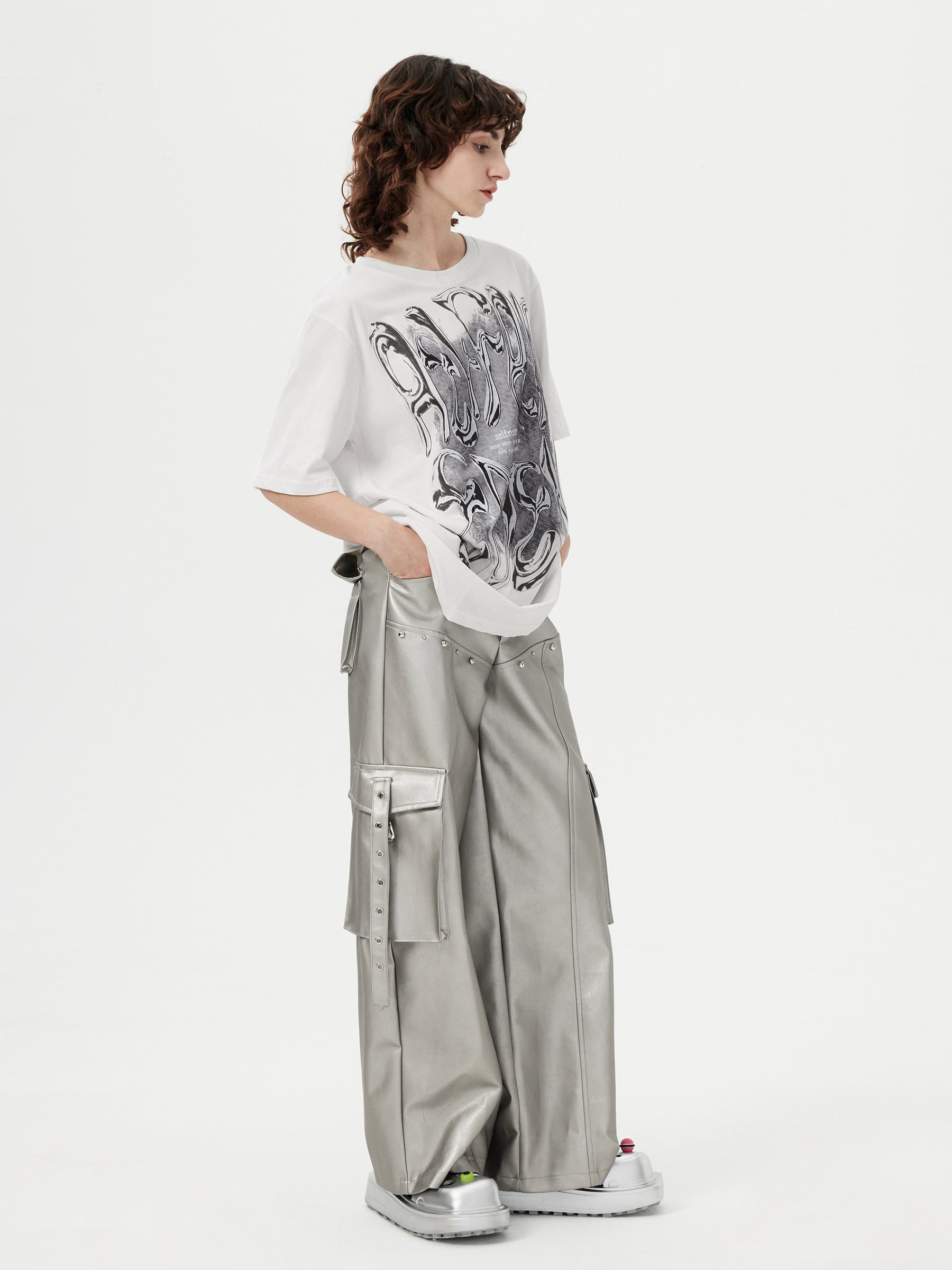 Aelfric Eden Futuristic Liquid Metal Design Tee-Limited Sale