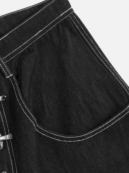 Aelfric Eden Metal Button Raw Baggy Barrel Jeans-Limited Sale
