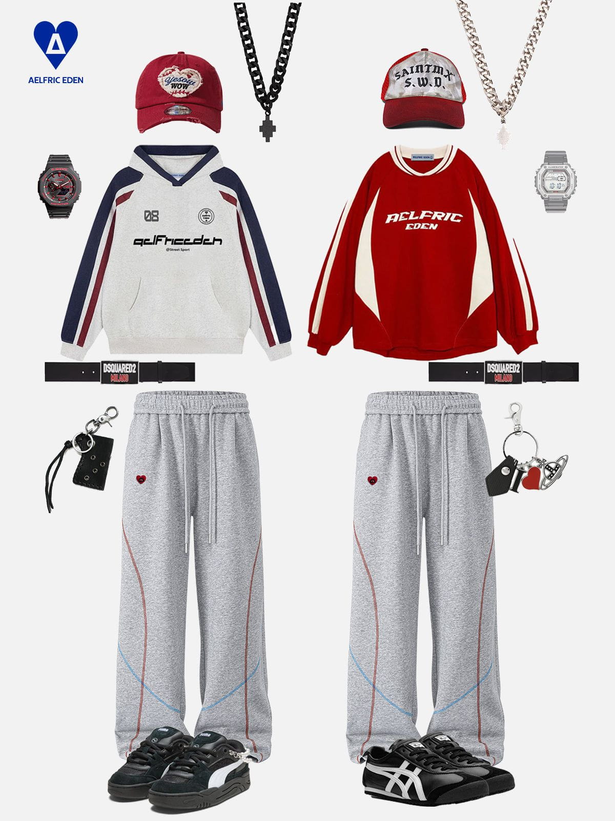 Aelfric Eden Color Blocking Stitch Baggy Sweatpants-Limited Sale