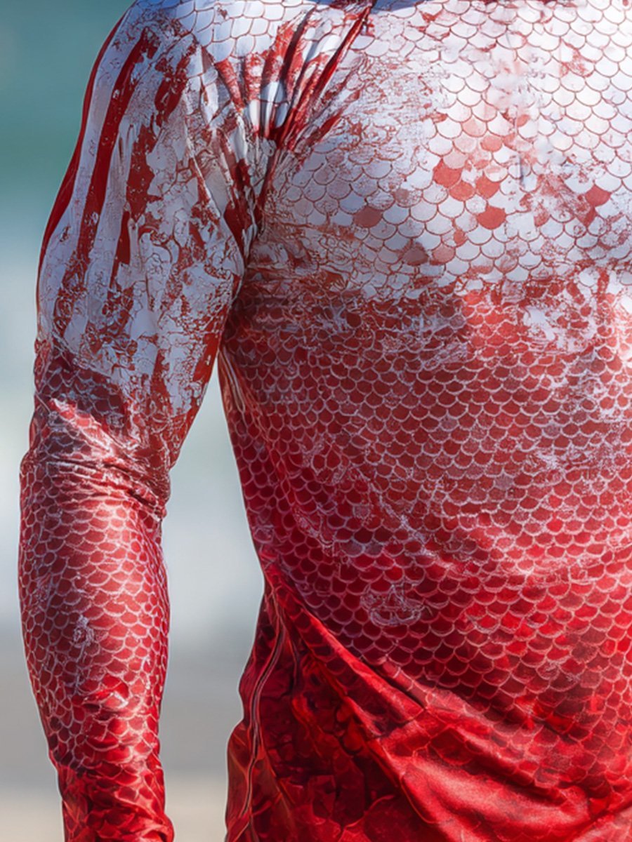 Men's Outdoor Sun Protection Breathable Cool Face Mask Hooded Printed Long-Sleeved Top-Limited Sale