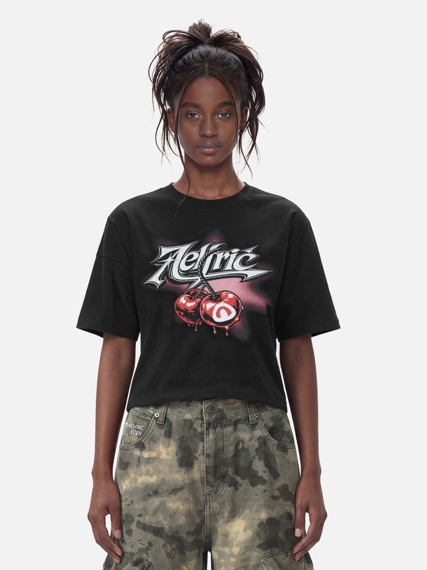 Aelfric Eden Cropped Cherry Graphic Tee-Limited Sale