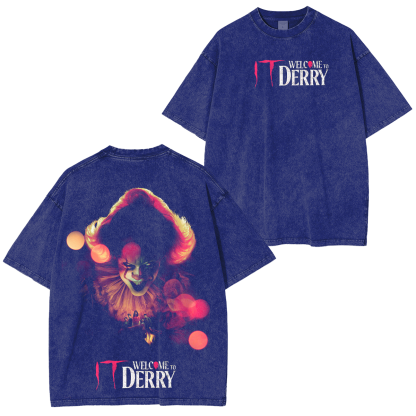It Welcome To Derry The Curse Begins Pennywise Awakes Unisex Washed T-shirt/Crewneck/Hoodie-Limited Sale