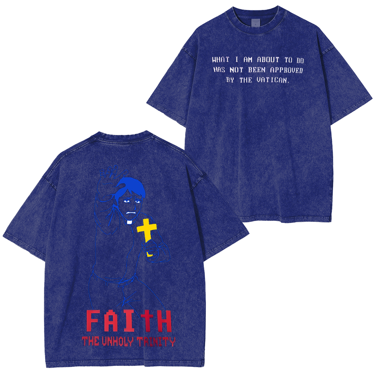 FAITH The Unholy Trinity Unisex Washed T-shirt/Crewneck/Hoodie-Limited Sale