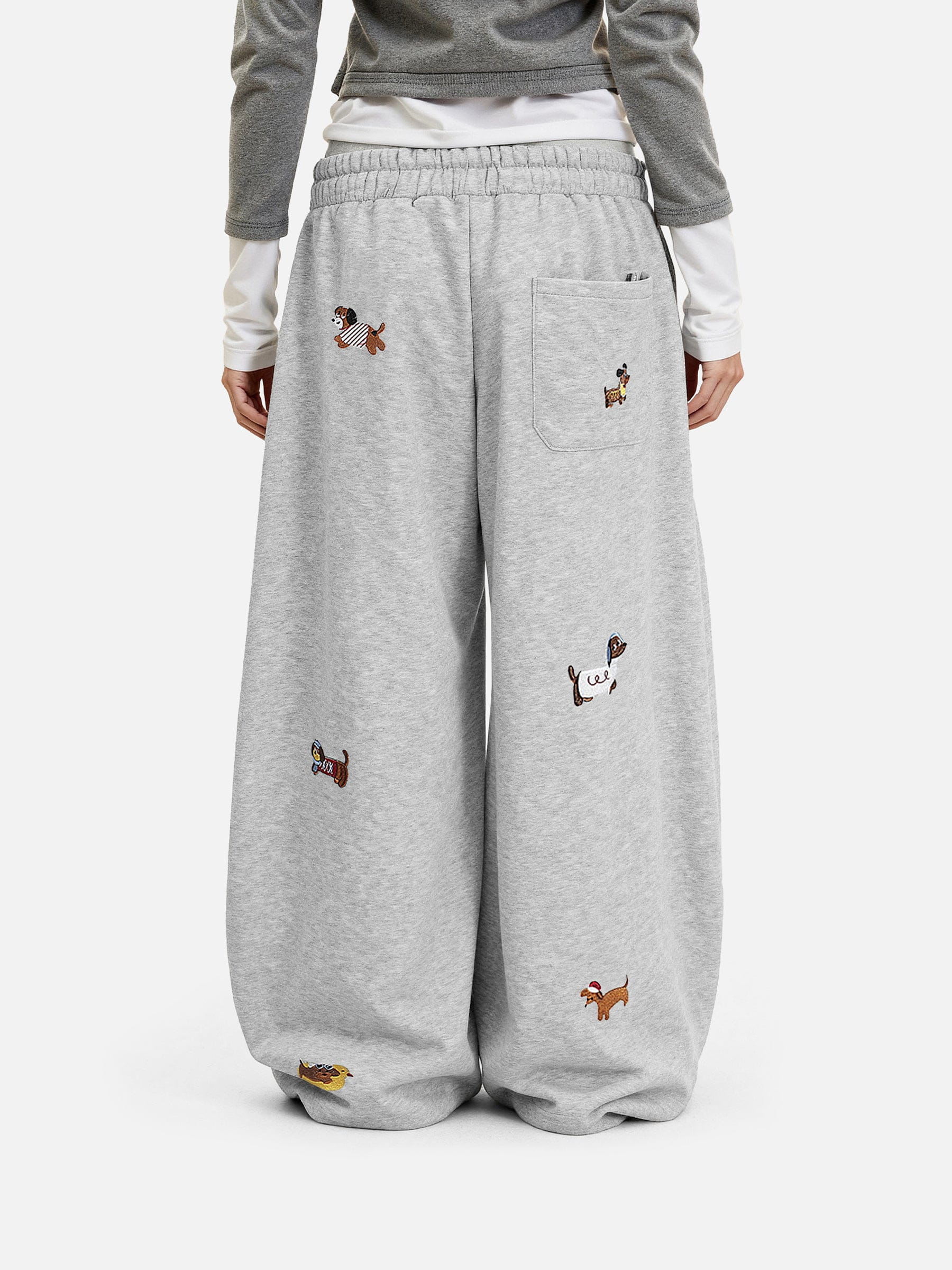 Aelfric Eden Embroidery Dog Baggy Barrel Sweatpants-Limited Sale