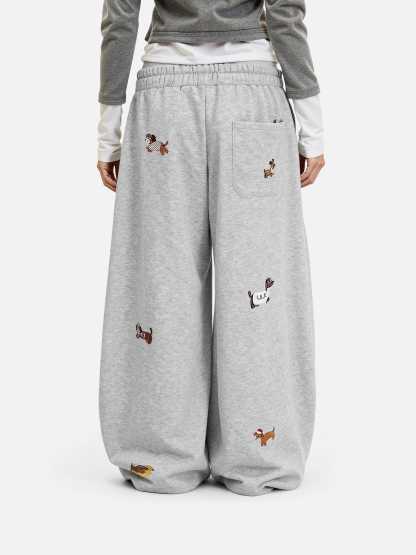 Aelfric Eden Embroidery Dog Baggy Barrel Sweatpants-Limited Sale