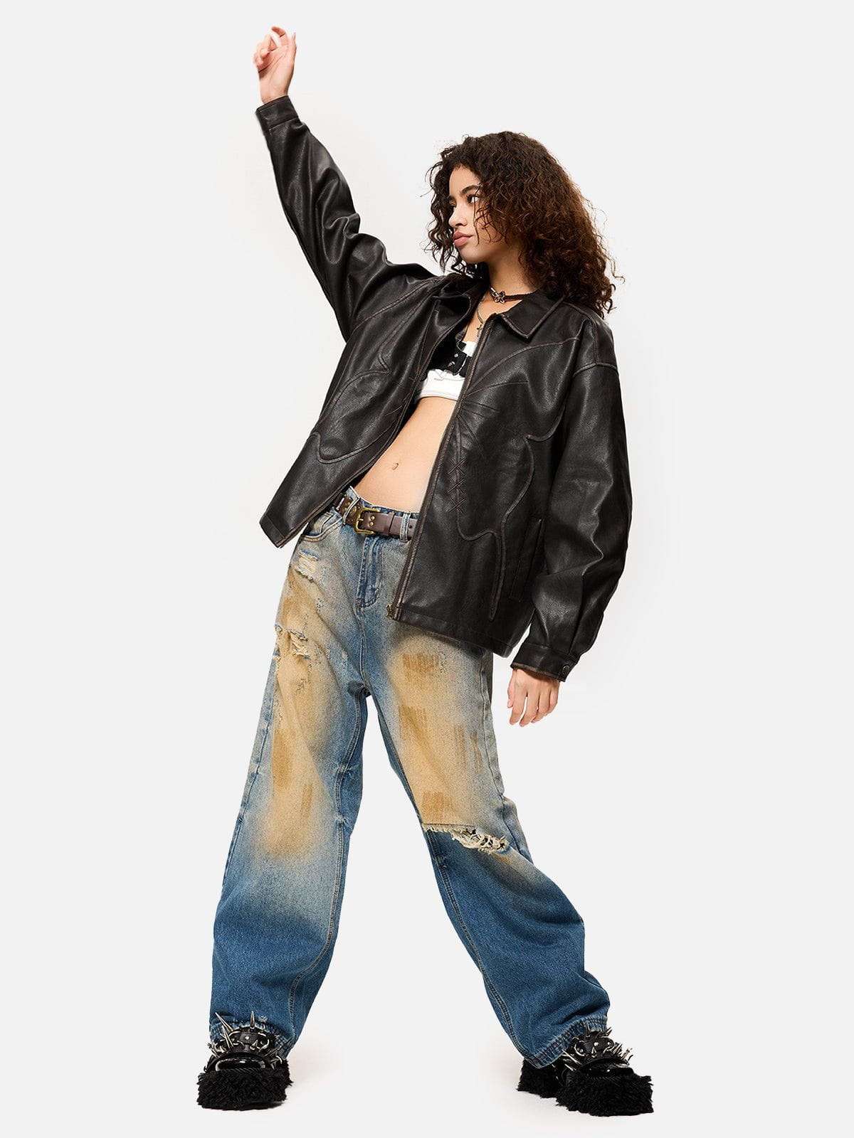 Aelfric Eden Butterfly Faux Leather Jacket-Limited Sale