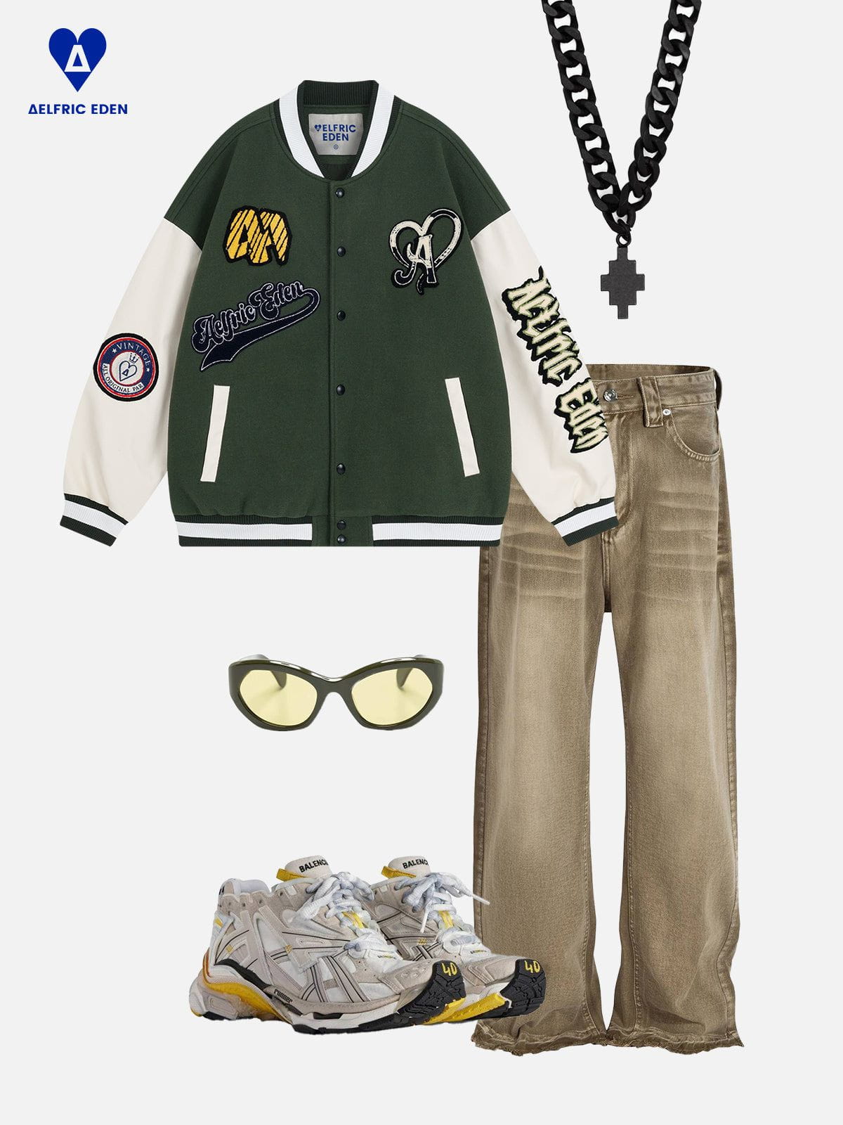 Aelfric Eden Towel Embroidery Badge Varsity Jacket-Limited Sale