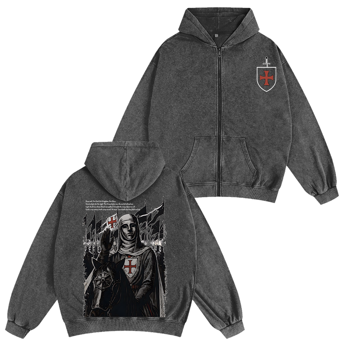 Baldwin IV Vintage Wash Zip up Hoodie-Limited Sale