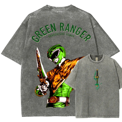 Power Rangers Unisex Fit Washed T-Shirt-Limited Sale