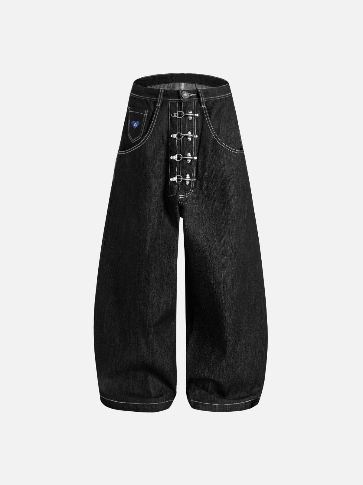 Aelfric Eden Metal Button Raw Baggy Barrel Jeans-Limited Sale