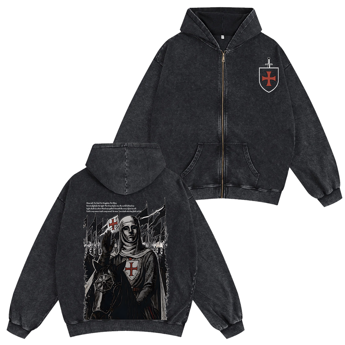 Baldwin IV Vintage Wash Zip up Hoodie-Limited Sale